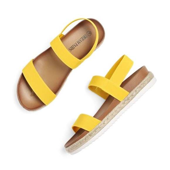 Dream Pairs Shoes - Dream Pairs Rosan Espadrille Platform Sandals Yellow, size 7.5